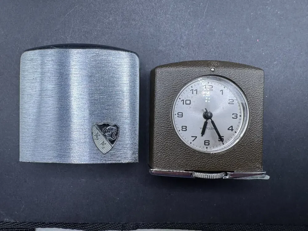 Vintage Westclox Folding Travel Alarm Clock w/ Metal Case Made in USA Mechanical